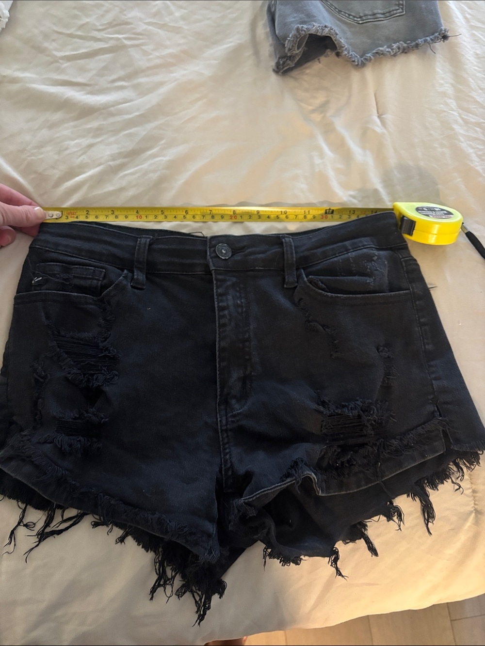 KanCan Black Distressed Frayed Hem Denim Shorts